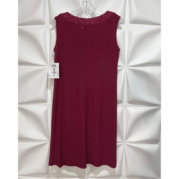 R&M Richards Sz S Red Slinky Glitter Swing Jacket and Shift Dress Formal Set - Picture 6 of 15